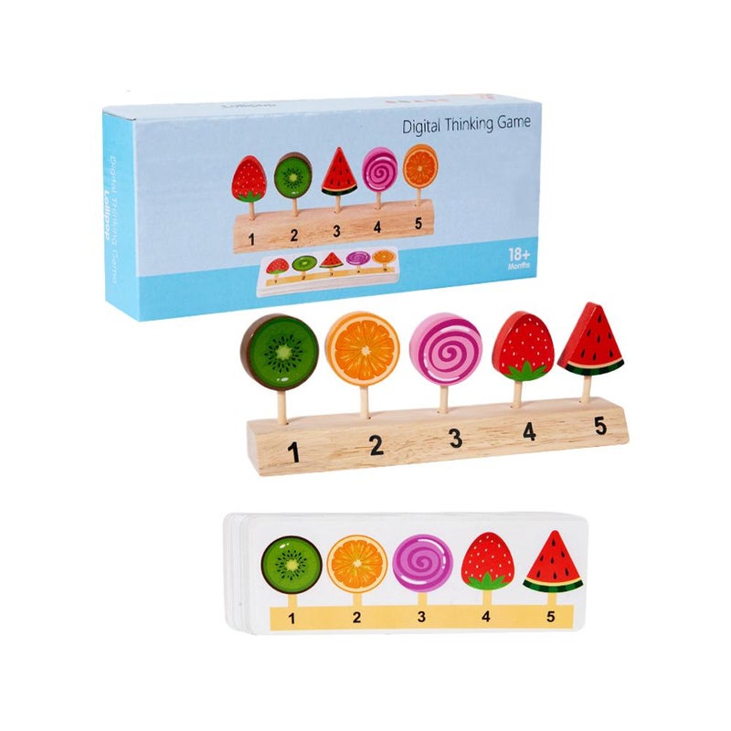Wooden play toys for children, including lollipops, ice cream sticks, logic puzzles, and parent-child interactive gifts.